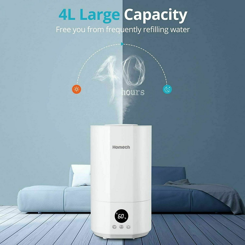 Homech 4L Cool Mist Humidifier 005,Top Fill Quiet, 48 OFF