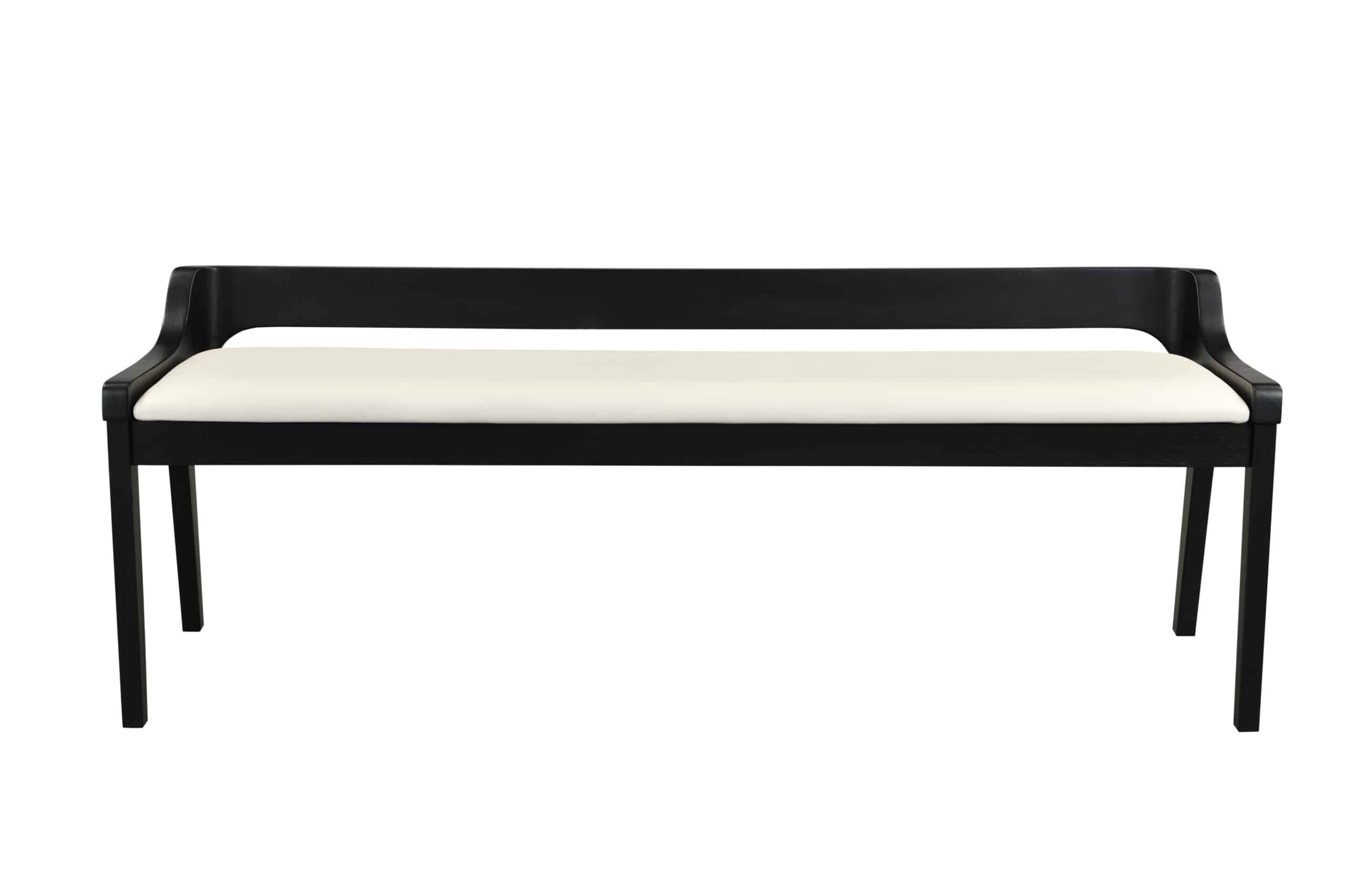 Rasmus Cream Faux Leather Wood Dining Bench - Black Finish