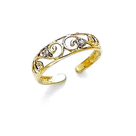 14k Yellow Gold Diamond Scroll toe ring toe ring for Women - .02 dwt