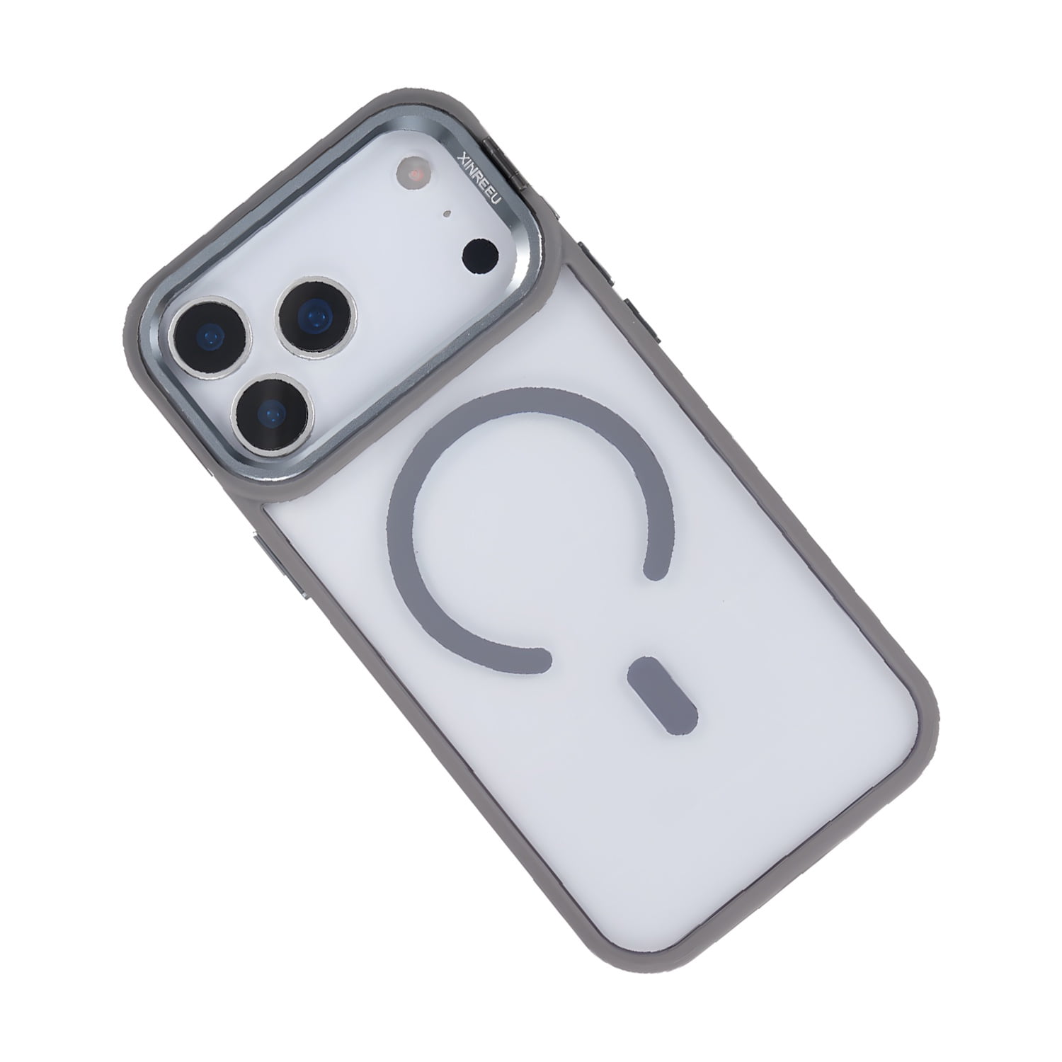 Clear Magnetic Case with Camera Stand for iPhone 17 Pro Max - Gray