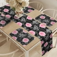 thumbnail image 2 of Ambesonne Modern Table Runner & Placemats, Abstract Forms and Flower, Placemat 4 pcs + Runner 16"x72", Charcoal Grey Pink White, 2 of 2