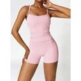 thumbnail image 6 of Two Pieces Women's Solid Backless Tracksuit Set, Spaghetti Strap Cami Top & High Waist Skinny Shorts, Ladies Sportswear, Summer Outfits 2024, Women Sport & Outdoor Clothing, 6 of 19
