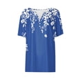 thumbnail image 3 of Blusas de Manga Corta para las Mujeres Impresas Cuello Redondo Casual Top, Blusa de Algodón de Imitación para el Hogar Y Diario, 3 of 5