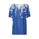 thumbnail image 4 of Blusas de Manga Corta para las Mujeres Impresas Cuello Redondo Casual Top, Blusa de Algodón de Imitación para el Hogar Y Diario, 4 of 5