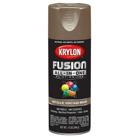 Metallic Brass Spray Paint Krylon Diversified Brands K02774007 Fusion All-In-One Spray Paint & Primer, Metallic, Vintage Brass, 12-oz. - Quantity 1 ()