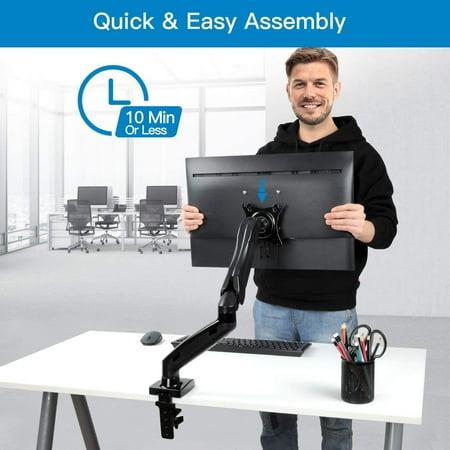Single Monitor Mount Articulating Gas Spring Arm Adjustable Vesa Desk Stand With Clamp And Grommet Canada Single Monitor Mount Articulating Gas, Articulating Computer Monitor Arm