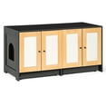 thumbnail image 5 of ZephyPaws Boho Cat Litter Box Enclosure for 2 Cats,Wooden Cat Washroom Furniture with Double Rattan Decorated Doors,Pet House,47.2”L x 19.7”W x 236”H,Black Brown, 5 of 9