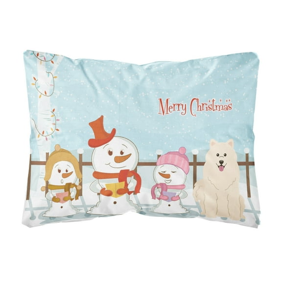Carolines Treasures BB2361PW1216 Merry Christmas Carolers Samoyed Canvas Fabric Decorative Pillow, 12H x16W, multicolor