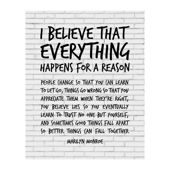 Elegant Vintage-Style Movie Star Quote Wall Art Print - "Everything Happens for a Reason" Poster for Office, Bedroom, Studio, or Home