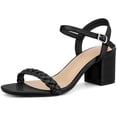 thumbnail image 1 of BLISSFUL STEP Women's Slingback Buckle Woven Block Heels Sandals, 1 of 6