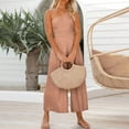 thumbnail image 2 of Aayomet Women Summer Straps One Shoulder Dressy Casual Wide Leg High Waist Jumpsuit Romper With Pockets,Pink S, 2 of 5