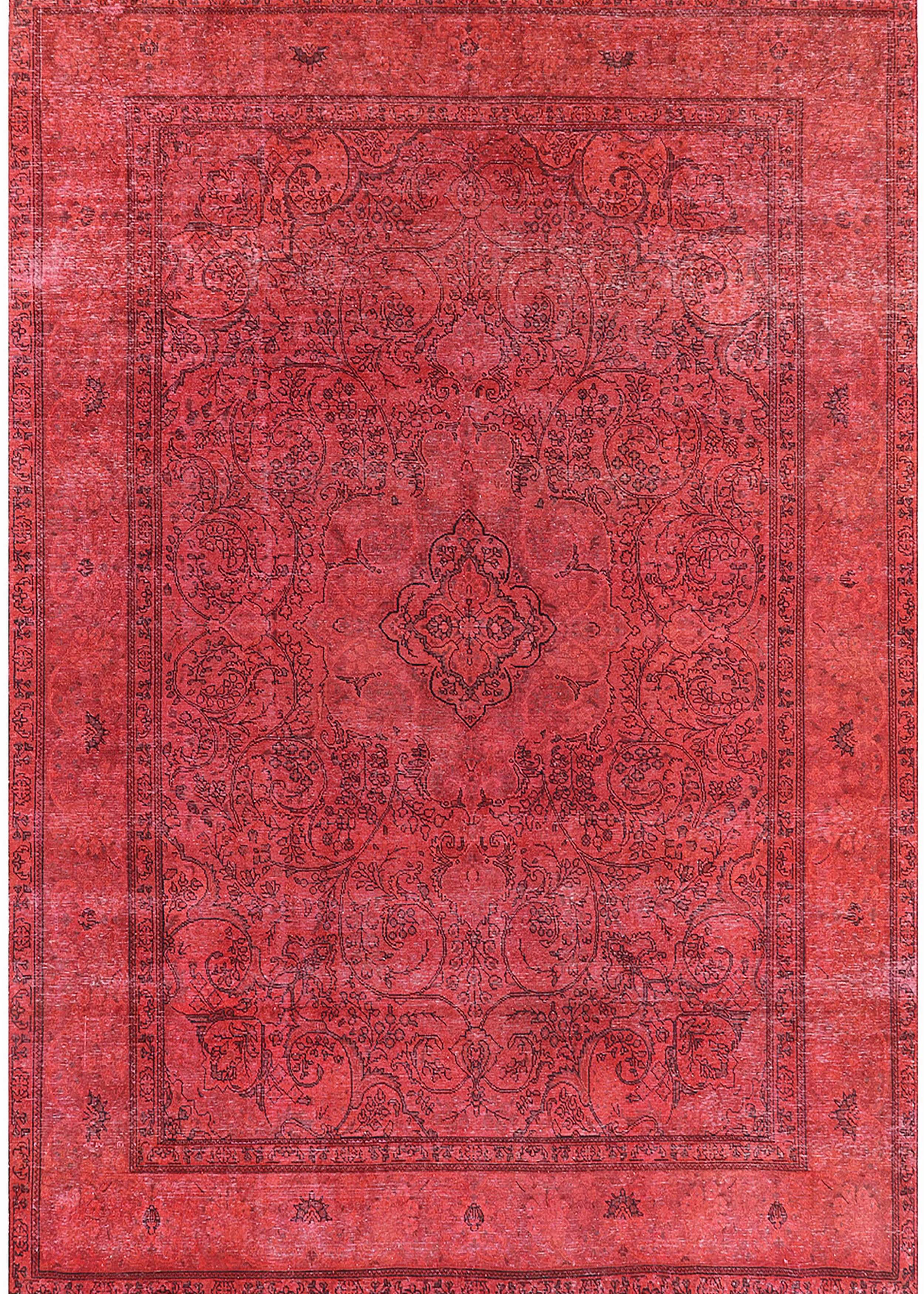 Ahgly Company Indoor Rectangle Mid-Century Modern Red Oriental Area ...