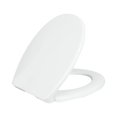 thumbnail image 1 of Asiento de inodoro alargado de ajuste cómodo con cierre lento, bisagras de liberación rápida y parachoques antideslizantes (blanco), 1 of 8