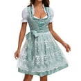 thumbnail image 6 of Wyobmus Women German Dirndl Dress Oktoberfest Clothes Bavarian Lace Up Corset Dress Sleeveless Square Neck Midi Dress B-Green, 6 of 8