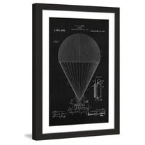 "Airship 1913 Black Paper" Framed Painting Art Print, 24" x 1.5"