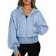 thumbnail image 1 of Sudaderas con Capucha y Cremallera para Mujer, Sudaderas , Casuales, Cómodas y Bonitas, Chaquetas con Cremallera, Conjuntos de Otoño A . Azul M, 1 of 10