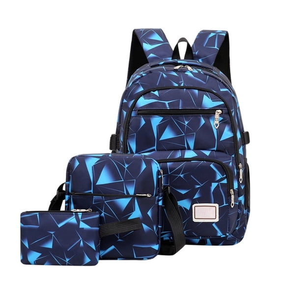Weebloom Large School Backpack With Lunch Box Pencil Case For Kids Boys Girls Cute 3Pcs School Bags Set Waterproof Bookbag Middle High School College Dark Blue