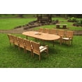 thumbnail image 4 of Grade-A Teak Dining Set: 10 Seater 11 Pc: 118" Double Extension Oval Table And 10 Wave Stacking Arm Chairs Outdoor Patio WholesaleTeak #WMDSWV13, 4 of 4