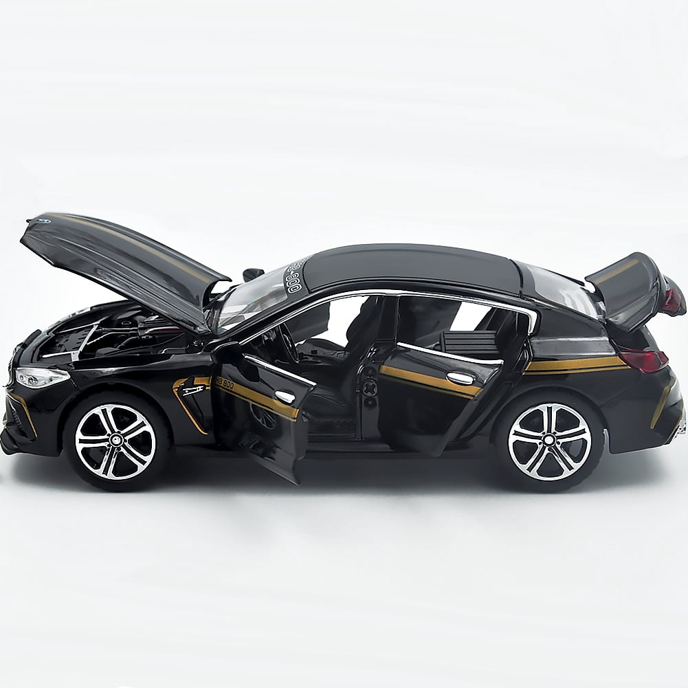 The 1:32 scale is suitable for BMW M8 alloy die-cast car models, equipped with openable doors, lights, sound and spring-back function. Boys' toy cars, children's birthday gift toy cars.