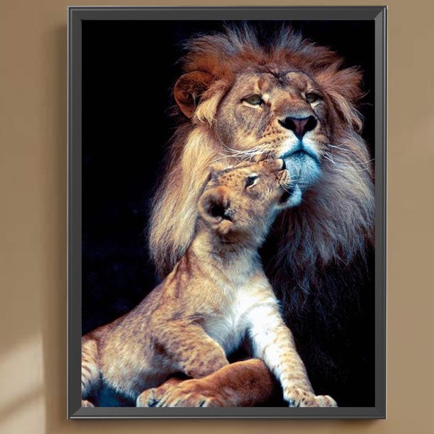 Cuadros Decorativos 5D bricolaje taladro cuadrado completo diamante pintura León Kit hogar decoración arte artesanía Wdftyju embutido en tela