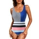 thumbnail image 2 of Traje de baño de una pieza Prolriy para mujer 2024, popular traje de baño para mujer, chaleco liso teñido anudado, traje de baño estampado del Día de la Independencia, trajes de baño para mujer, azul, 2 of 8