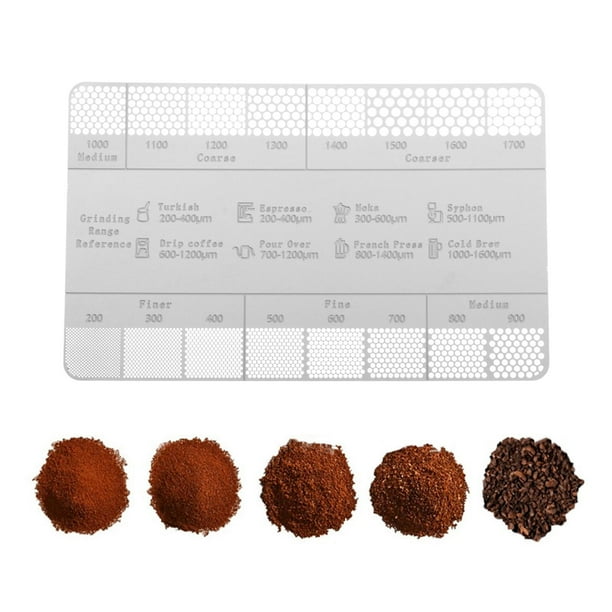 Tamaños de café molido Medición de granos de café expreso Medición de precisión Escala de tamaño de café en polvo Tamaño de frijol verde para barras Estilo A Soledad Tarjeta de comparación de café
