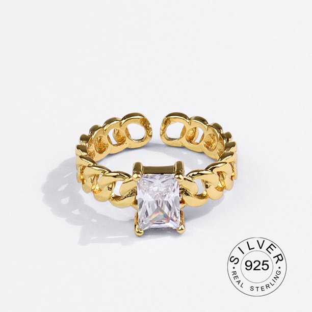 Anillos de Plata de Ley 925 auténtica para Mujer, Anillos de Compromiso redondos abiertos de circonita vintage, joyería de plata 925, Anillos para Mujer