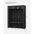 thumbnail image 5 of Portable Closet Clothes Wardrobe Organizer with Corver Clothing Rack with 3 Hanging Rods and Shelves for Bedroom Living Room Black, 5 of 8