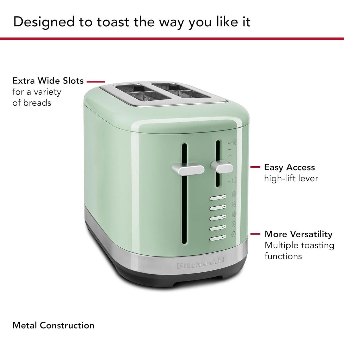 KitchenAid 2 Slice Metal Toaster | Pistachio