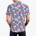 thumbnail image 3 of Balery white flower Skull blue Printed Men’s Short Sleeve Polo Shirt, Midweight Men's Shirt,Golf Polo shirts -4X-Large, 3 of 8