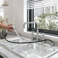 thumbnail image 2 of CASAINC Double Handle Bridge Kitchen Faucet with Pull Out Sprayer, Side Sprayer, Deck Mounted, Brushed Nickel, 2 of 4
