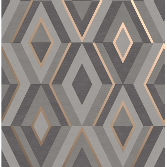 Fine Decor Shard Charcoal Geometric Unpasted Paper Wallpaper, 20.5-in by 33-ft, 56.4 sq. ft.