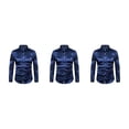 thumbnail image 3 of Sonducket Camisa transpirable para hombre Satén con mangas largas - Trabajo Boda o hogar Camisa para hombre Manga larga formal Azul marino Type1 NO1, 3 of 5