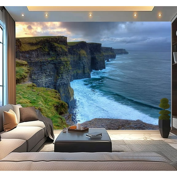 Peel and Stick Wallpaper Waterproof cliffs moher sunset co clare ireland cliffs mohers Wall Mural Decor Self Adhesive and Removable 100in x 144in