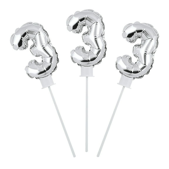 Fun Express Self-Inflating Number 3 6" Mylar Balloons - 6 Pc