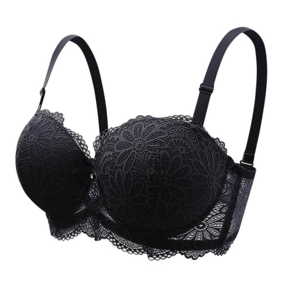 ATOYSOY Womens Bras Comfortable Lace Bra Solid Color Soft Breathable Underwear Fashion Everyday Bras (Black,90BC)