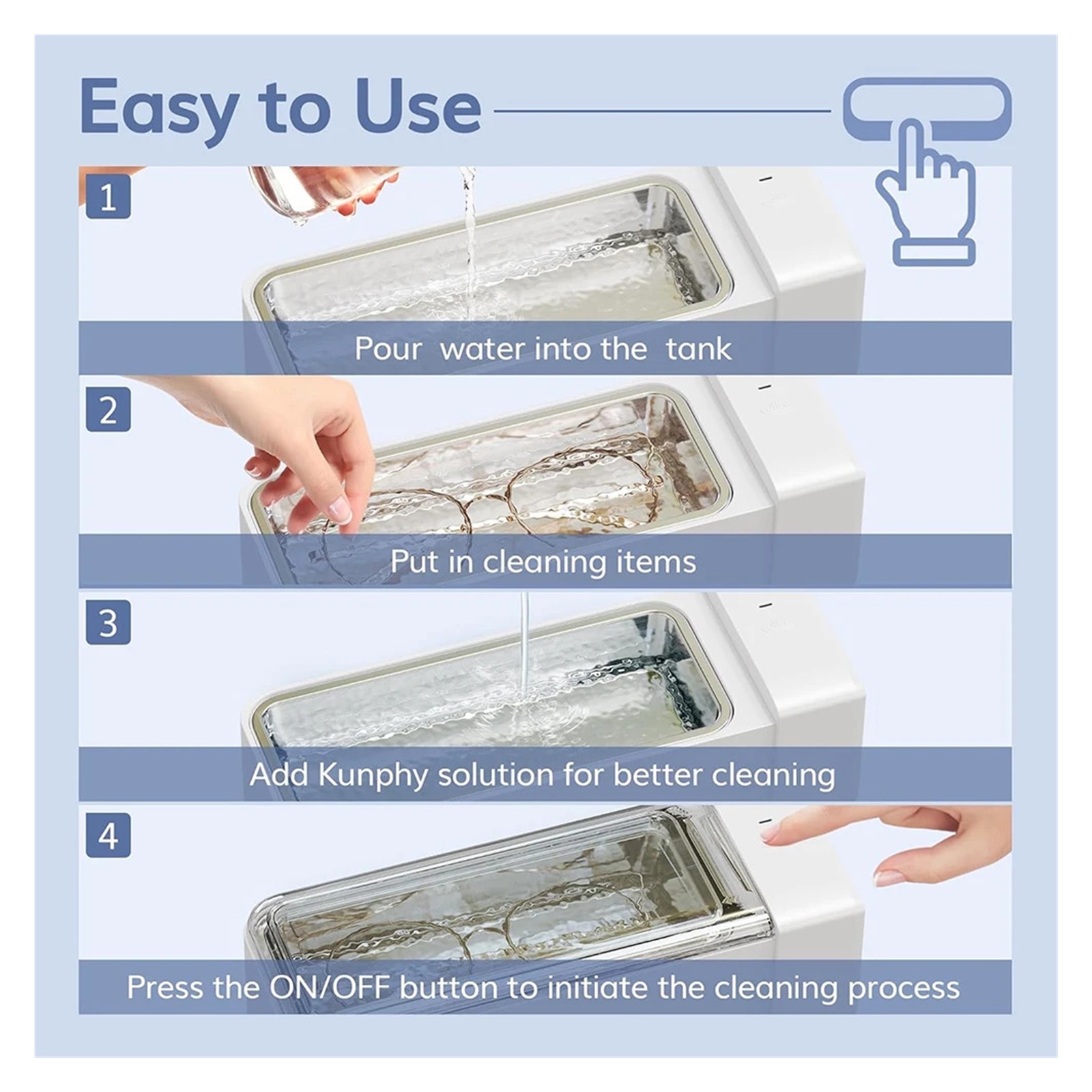 Household Ultrasonic Bath Ultra Cleaner Portable Jewelry Cleaner Machine for Eyeglasses Tool