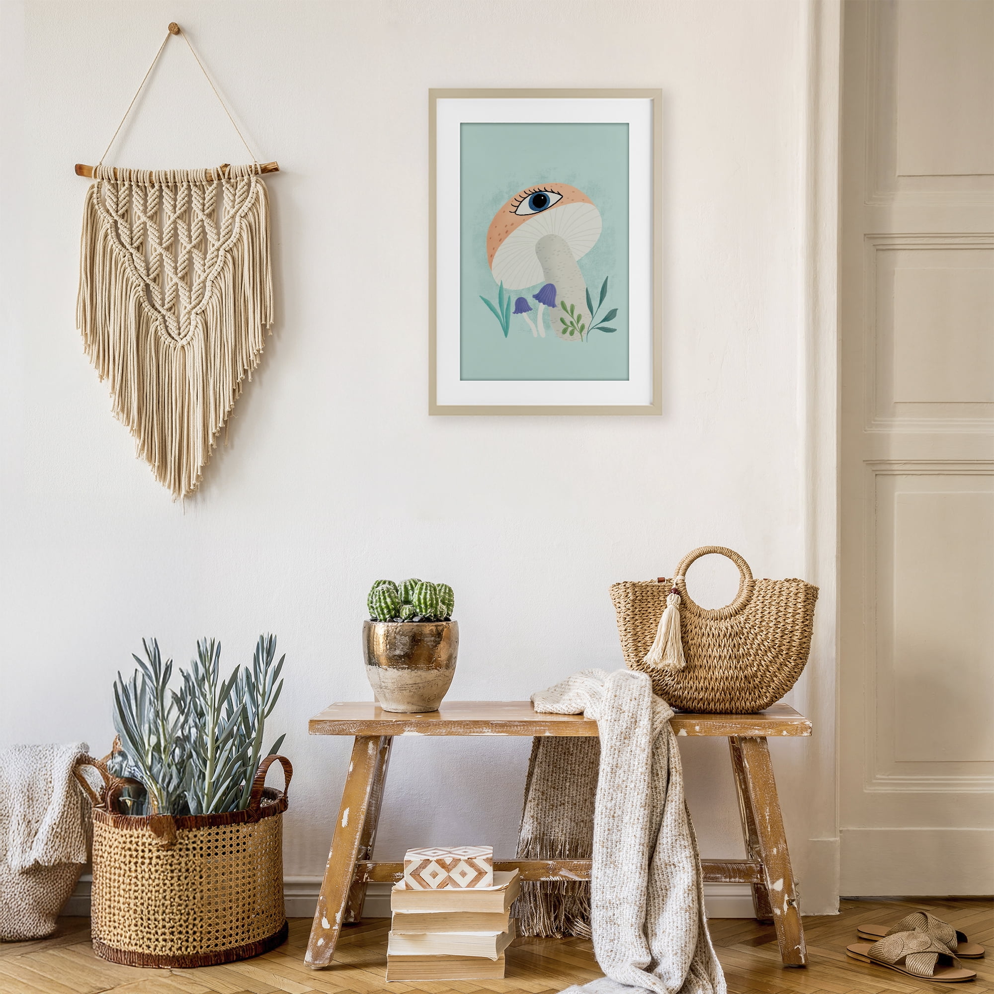 Stupell Industries Mushroom with Mystical Eye Birch Framed Print Under Glass, design by Metka Hiti