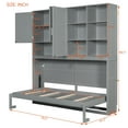 thumbnail image 2 of Harper & Bright Designs Twin Murphy Bed Wall Bed with Top Cabinet, Twin Size Cabinet Bed Folding Wall Bed with Storage Shelves and Light & USB for Guest Room Office, Gray, 2 of 16