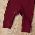 thumbnail image 4 of Newborn Baby Boy Girl Button Romper One Piece Solid Knit Ribbed Long Sleeve Jumpsuit, 4 of 6