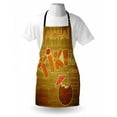 thumbnail image 3 of Tiki Bar Apron Wooden Planks on Wall with Styled Tiki Bar Text Cocktail Hibiscus Aloha, Unisex Kitchen Bib Apron with Adjustable Neck for Cooking Baking Gardening, Brown Orange Pink, by Ambesonne, 3 of 3