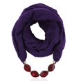 thumbnail image 2 of Vintage Scarf For Women Imitation Pearls Pendant With Necklace Soft Winter Neck Wrap Infinity Scarves Purple 180x48, 2 of 2