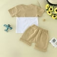thumbnail image 2 of Vedolay Boys Summer Short Sleeve Crew Neck Tops and Solid Shorts Set,Khaki 12-18 Months, 2 of 3