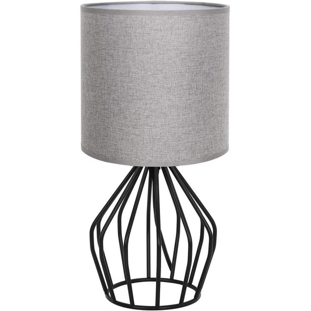 Farmhouse Table Lamp Small Nightstand, Black Metal Cage Table Lamp