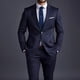 thumbnail image 3 of Trajes formales de dos piezas para hombre, traje elegante de color azul marino, botonadura con solapa y una sola de muesca, ajustado, informal, para oficina y negocios, 3 of 5