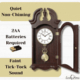 thumbnail image 4 of Pendulum Wall Clock, Silent Decorative Wood Pendulum Clock with Swinging Pendulum, Battery Operated, Dark Wooden Design, for Living Room, Dining Room, Kitchen, Office & Home Décor, 23.5x9.25 Inch, 4 of 8