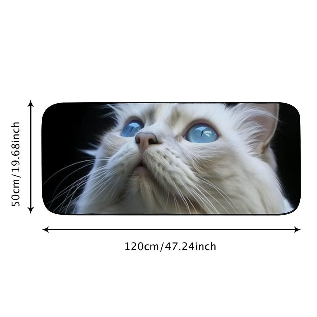 PHYHOO Doormat Floor Rug/Mat - Cat Ragdoll Breed of Cat Blue Eyes Fluffy White Fur Decorative Door Mat, Door Mat with Non-Slip Rubber Backing, Easy Cleaning, Traps Dirt, Rug for Entry, Patio