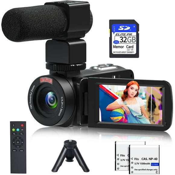 Videocámara VETEK 1080P 30MP Camcorder con visión nocturna