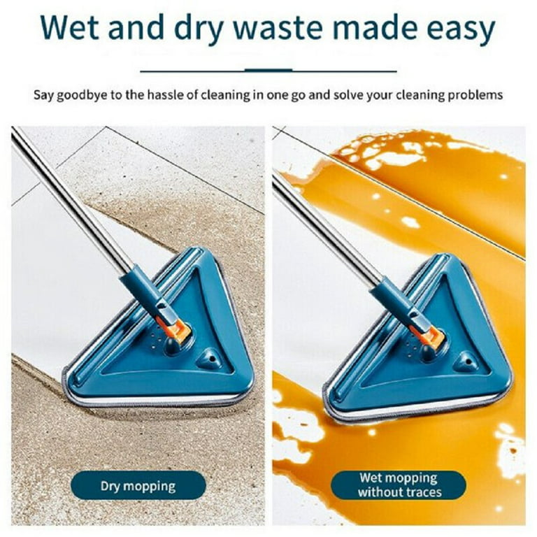Wall Mop Cleaner with Long Handle Triangle Mop with Extension Pole, Dust  Mop for