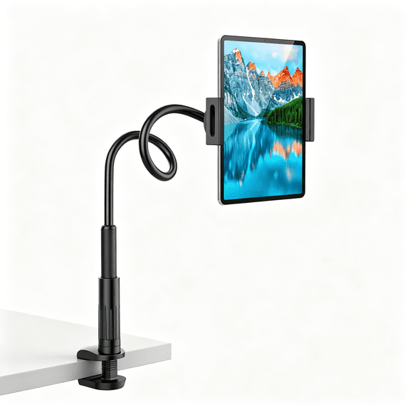 GJX Tablet Stand Holder for Bed, Gooseneck Mount with Adjustable Flexible Arm Compatible with Tab, Other 4.7"-12.9" Device